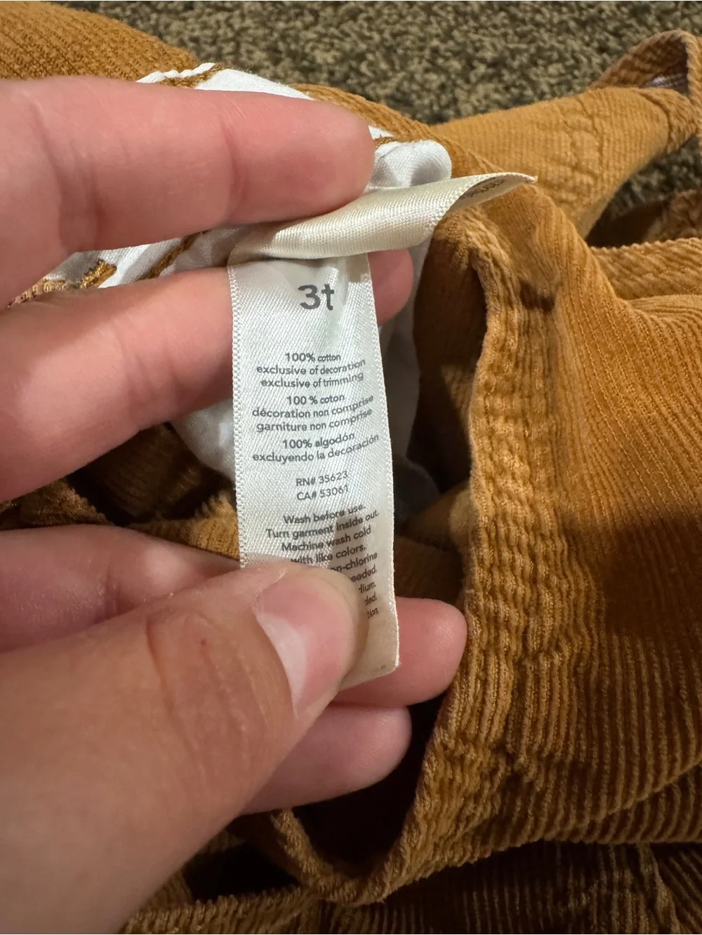 *BUNDLE OF 2* OshKosh Bigosh Corduroy Overalls—3T—blue and khaki colored
